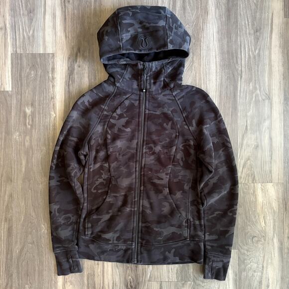 Lululemon Camo Scuba Hoodie Women’s Size 10 Sweatshirt Full Zip Athleisure - Picture 1 of 6